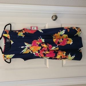 RELISTED Vince Camuto Navy Floral Fit and Flare Dress